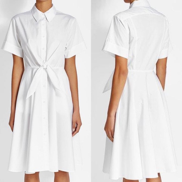 Diane Von Furstenberg Dresses & Skirts - SOLD DVF Diane Von Furstenberg White Cotton Shirt Dress Front Tie Knee Length